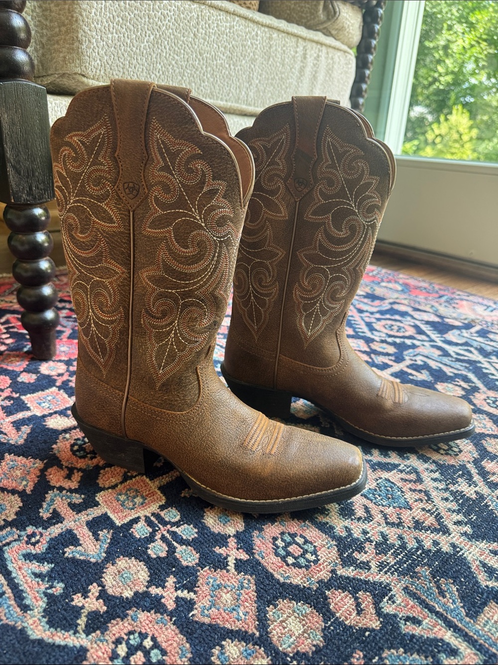 Ariat Brown Embroidered Western Heeled Boots - Women's